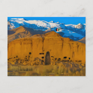 Postal Bamyan, Afganistán - Valle del acantilado de Buda