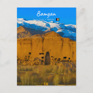 Postal Bamyan, Afganistán - Valle del acantilado de Buda