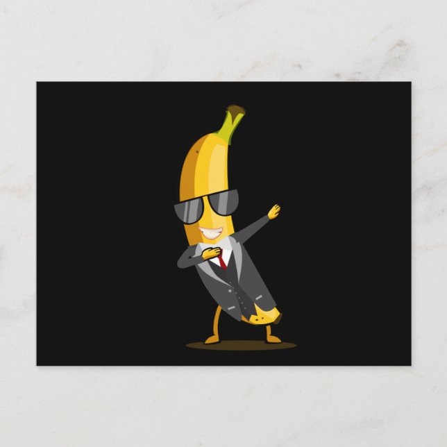 Postal Banana de Guay con traje - Fruta de baile divertid (Anverso)