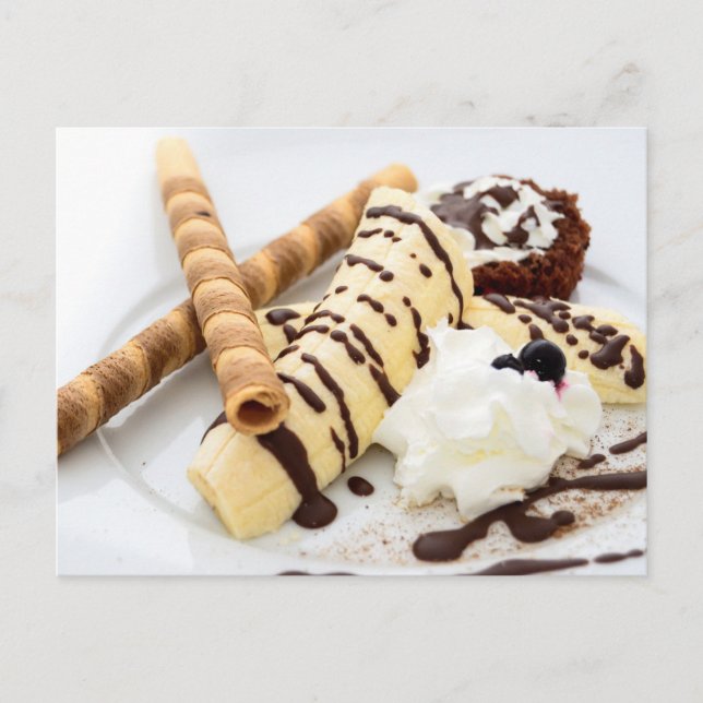 POSTAL BANANA ICE CREAM WAFFLE DESSERT POSTCROSSING (Anverso)
