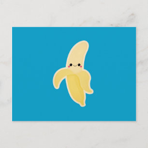 Postal Banana Kawaii en azul
