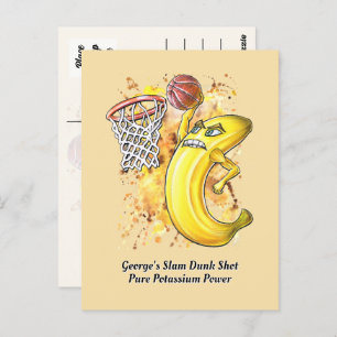 Postal Banana Slam Dunk Poder puro de potasio Fruitario