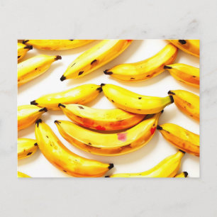 Postal Bananas acuarelas en tonos suaves con blanco