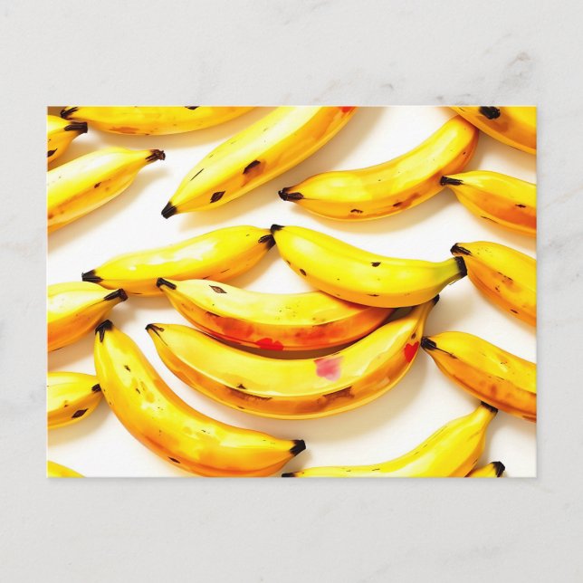Postal Bananas acuarelas en tonos suaves con blanco (Anverso)