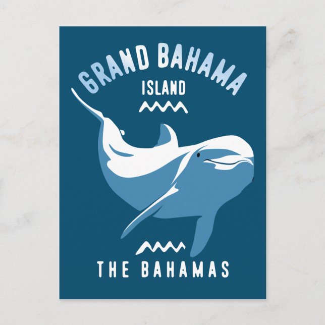 Postal Bañarse con delfines Buceo Grand Bahama Scuba (Anverso)