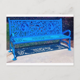 Postal Banco de metal decorativo azul Milledgeville Georg