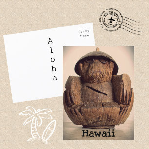 Postal Banco de mono de coco hawaiano retro kitsch
