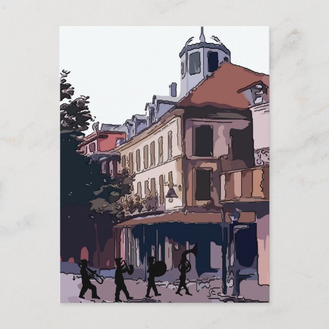 Postal Banda De Brass En El Barrio Francés (Anverso)