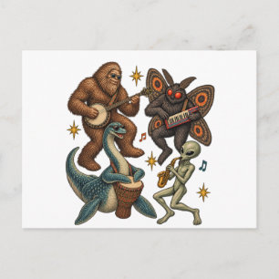Postal Banda de criptozoología Bigfoot Monstruo del lago
