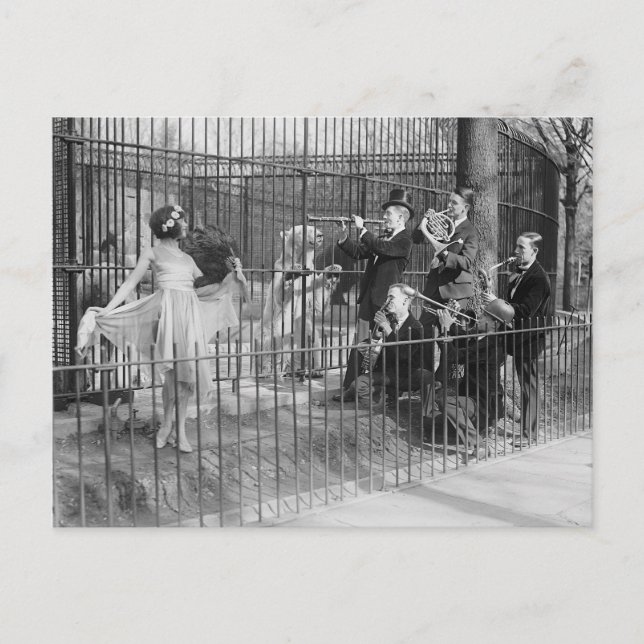 Postal Banda de Jazz entreteniendo a osos polares, 1925 (Anverso)