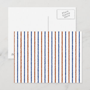 Postal Bandas azules marrón y naval con líneas desiguales