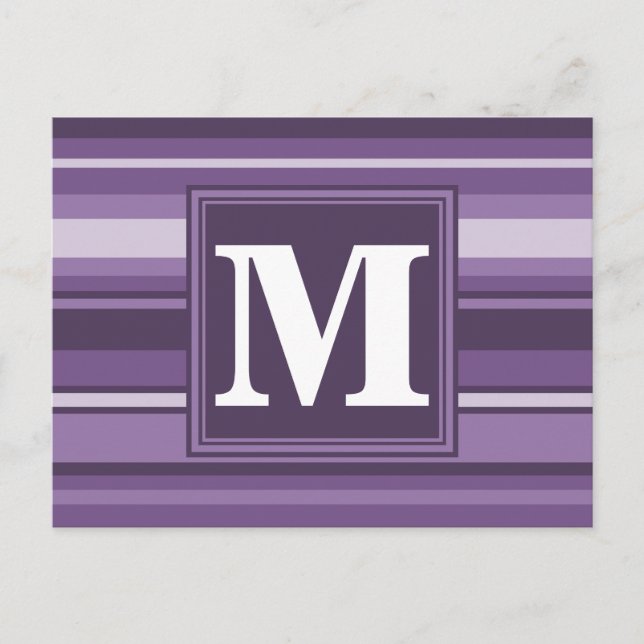 Postal Bandas de lavanda monogramo (Anverso)