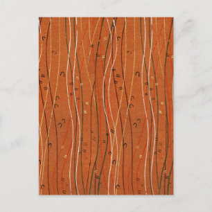 Postal Bandas rojas onduladas: arte abstracto japonés mod