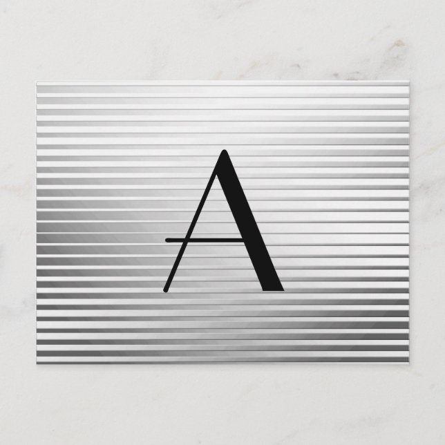 Postal Bandas satinadas plateadas Monograma Art Deco (Anverso)