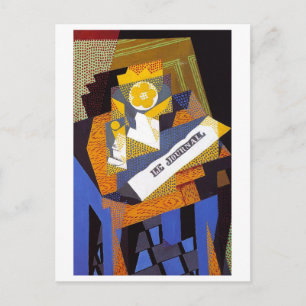 Postal Bandeja de frutas y periódico de Juan Gris (1916)