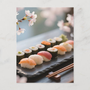 Postal Bandeja de Sushi Flor de Cerezo