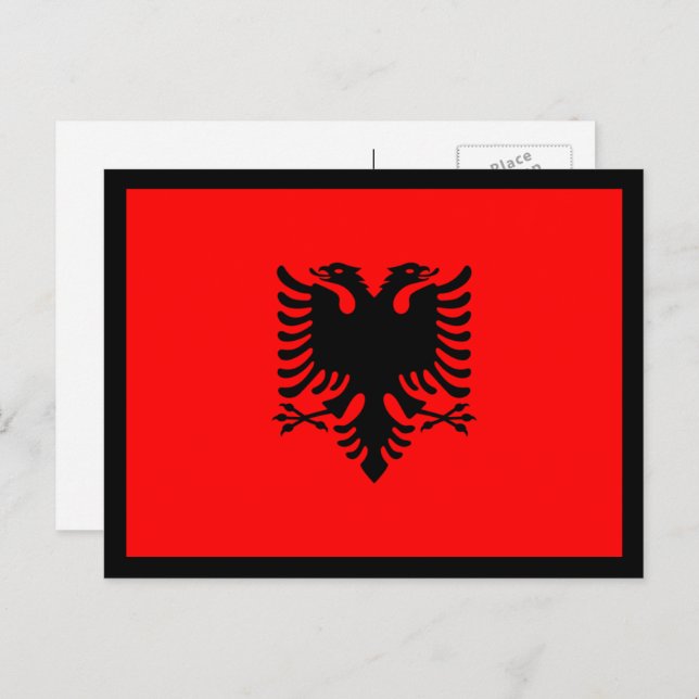 Postal Bandera albanesa, bandera de Albania (Anverso / Reverso)