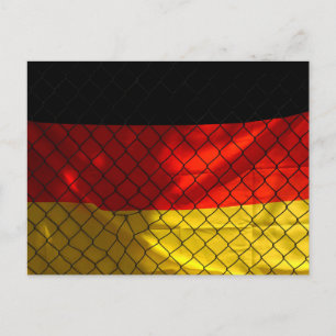 Postal Bandera alemana detrás de la valla de enlace de ca