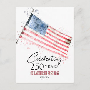Postal Bandera Americana 250 Años Libertad Fiesta 4 de Ju