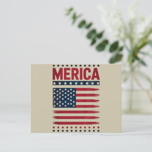 Postal Bandera Americana 4 de Julio Merica (Anverso de pie)