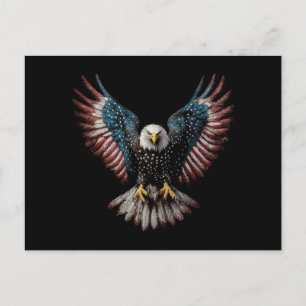 Postal Bandera Americana Águila Calva 4 de Julio EEUU Pat