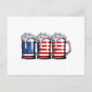 Postal Bandera Americana de Cerveza 4 de Julio Hombres Mu