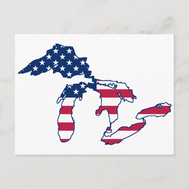 Postal Bandera americana de Great Lakes (Anverso)