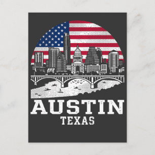 Postal Bandera Americana de la Ciudad de Austin Texas