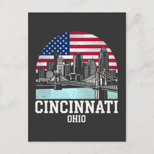 Postal Bandera americana de la ciudad de Cincinnati Ohio