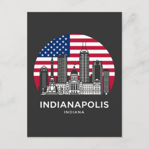 Postal Bandera americana de la ciudad de Indianápolis Ind