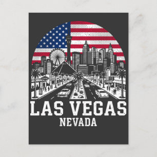 Postal Bandera americana de la ciudad de Las Vegas Nevada