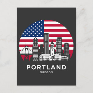 Postal Bandera americana de la ciudad de Portland, Oregon