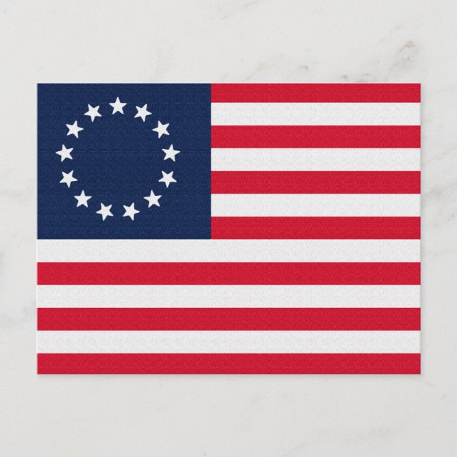 Postal Bandera americana de las estrellas de Betsy Ross (Anverso)