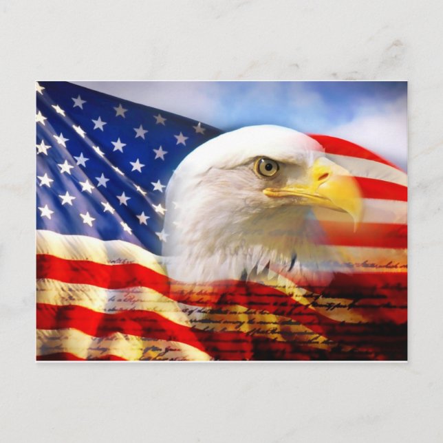 Postal Bandera americana Eagle calvo (Anverso)