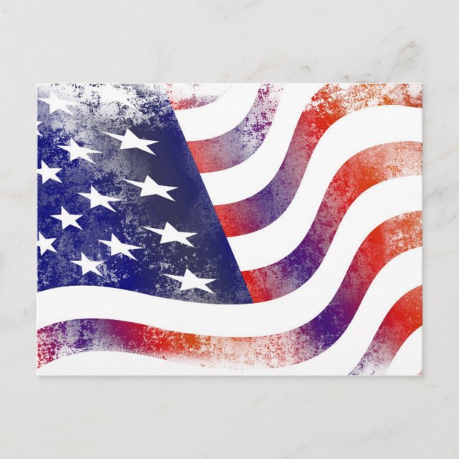 Postal Bandera Americana Fachada Al Estilo Grunge Patriót (Anverso)