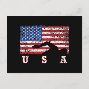 Postal Bandera Americana Natación USA Regalo Equipo Swift