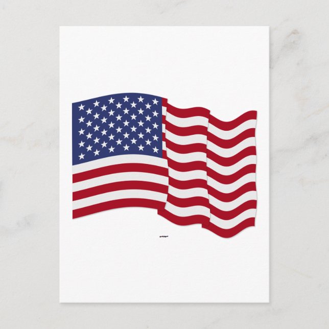 Postal Bandera Americana Ondeando (Anverso)