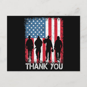 Postal Bandera Americana Patriótica Gracias Por