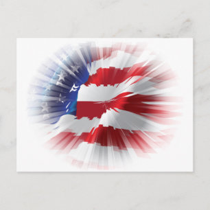 Postal Bandera Americana Patriótica Única en su tipo