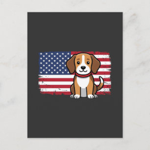 Postal Bandera Americana Perro Patriótico Vector