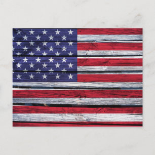 Postal Bandera Americana Rustic Wood