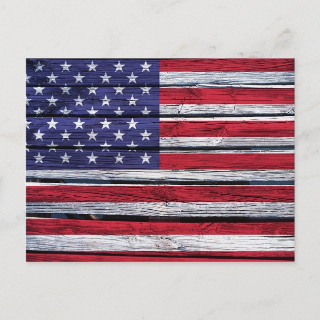 Postal Bandera Americana Rustic Wood (Anverso)