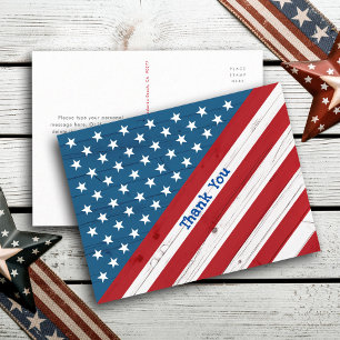 Postal Bandera Americana Rústica USA Estrellas y Franjas