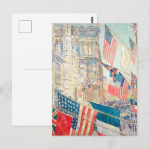 Postal Bandera Americana Vintage NYC 5ta Ave Arte Patriót