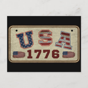 Postal Bandera Americana Vintage USA 1776