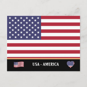 Postal Bandera americana y viajes por Estados Unidos