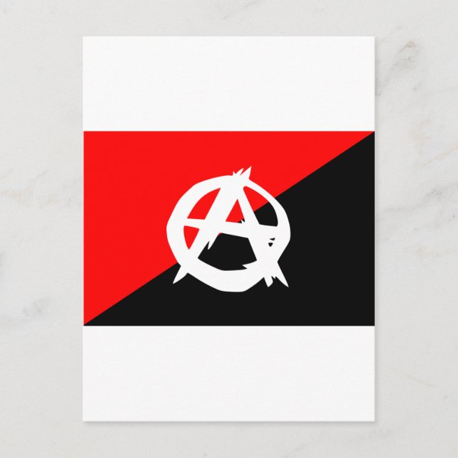 Postal Bandera anarquista con símbolo A (Anverso)