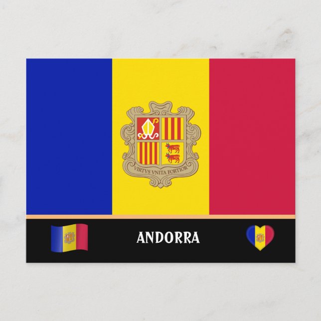 Postal Bandera andorrana y viajes al país andorrano / And (Anverso)