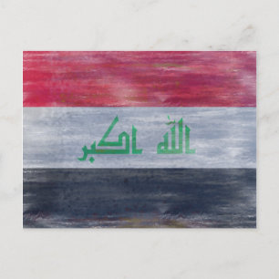 Postal Bandera angustiada de Iraq