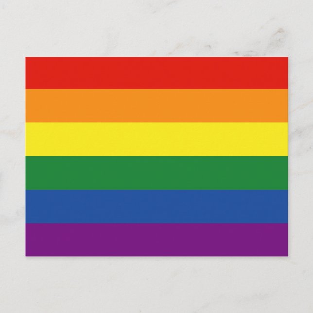 Postal Bandera arco iris del orgullo gay (Anverso)